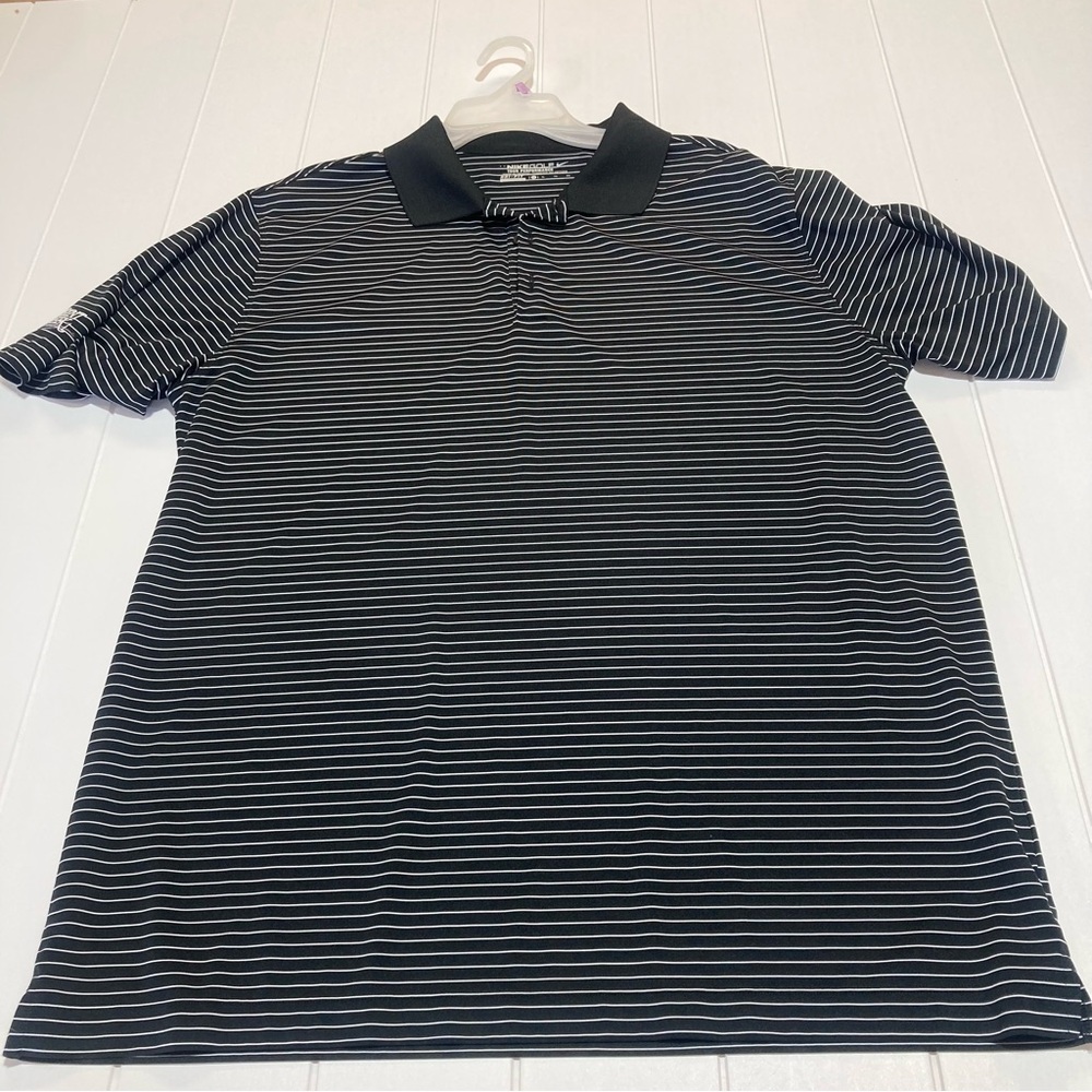 Nike Men's Polo Shirt - Black and White Stripes
